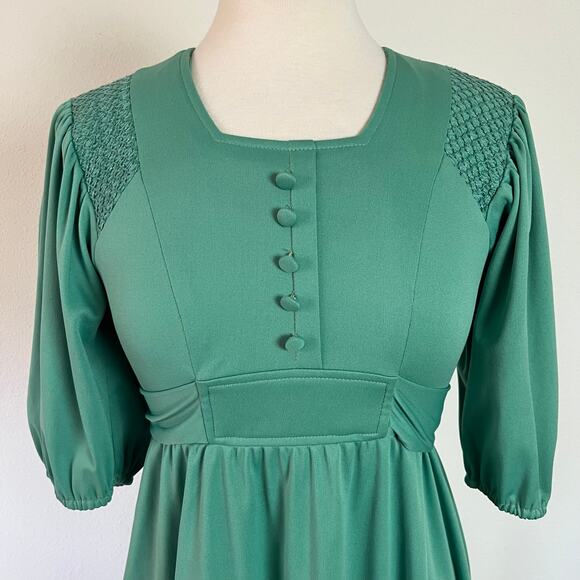 Vintage 60s / 70s Turquoise Mini Dress // Size XS - Picture 2 of 9